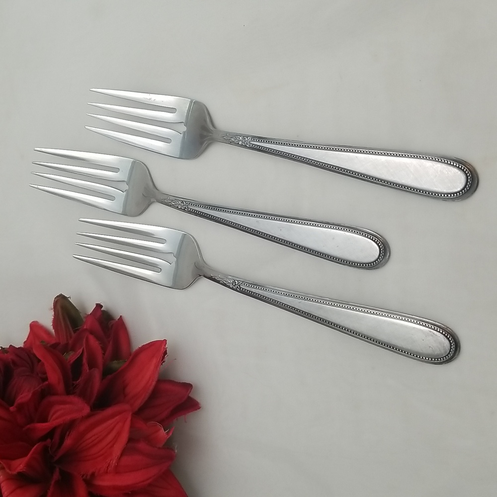 Rodgers Stainless Steel Beaded Elegance Dessert Forks
